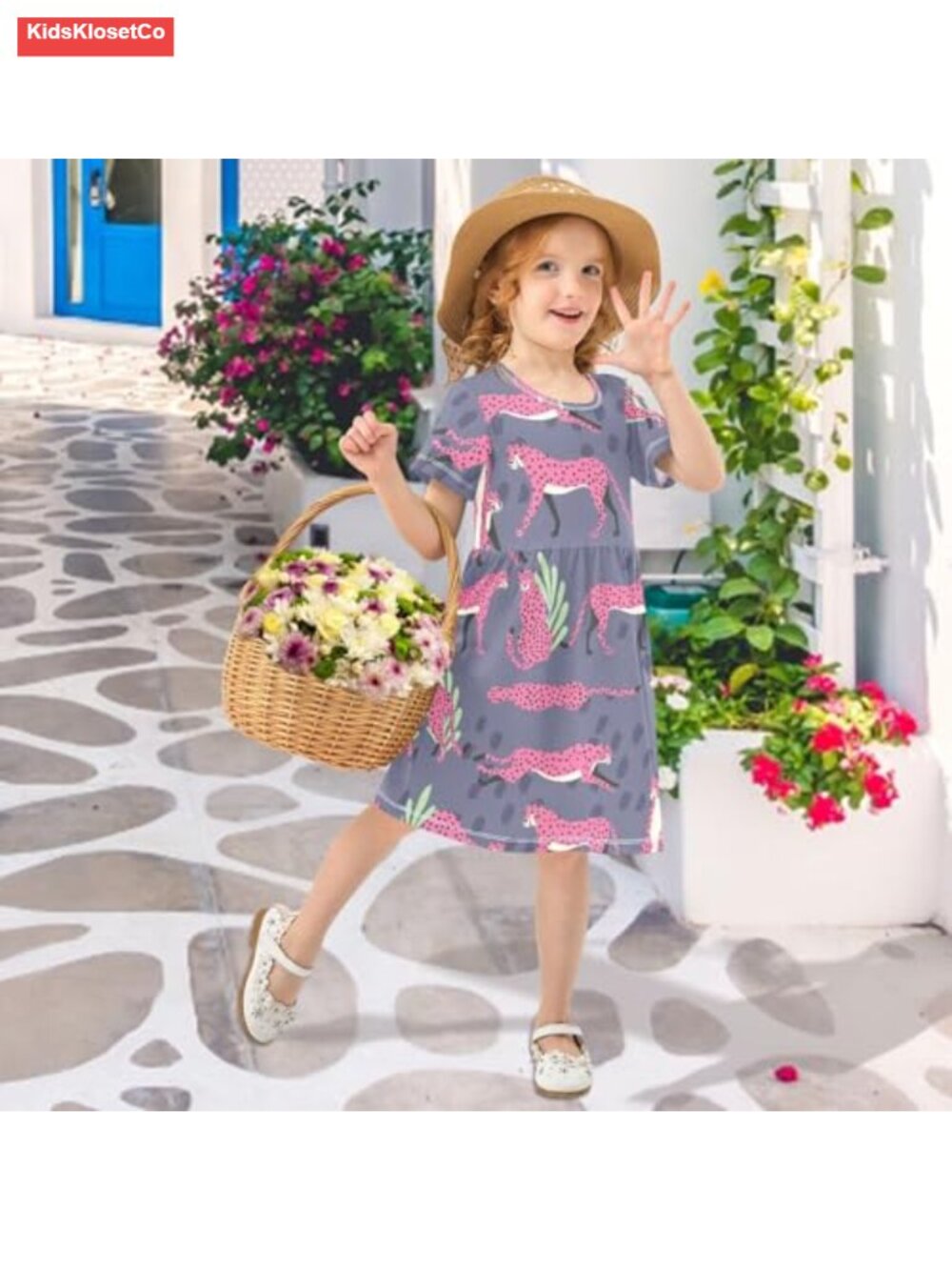 Toddler Girls A-Line Summer Dress Short Sleeve Casual Play Dress - Picture 4 of 5